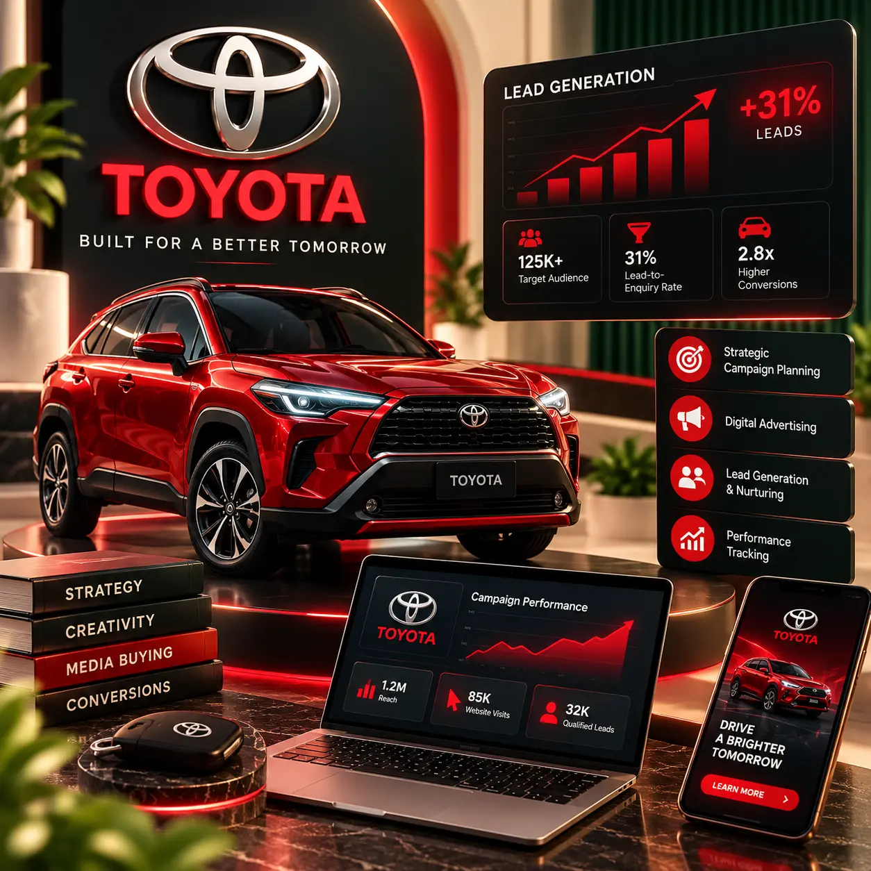 Toyota: exceeding automotive lead conversion benchmarks campaign artwork